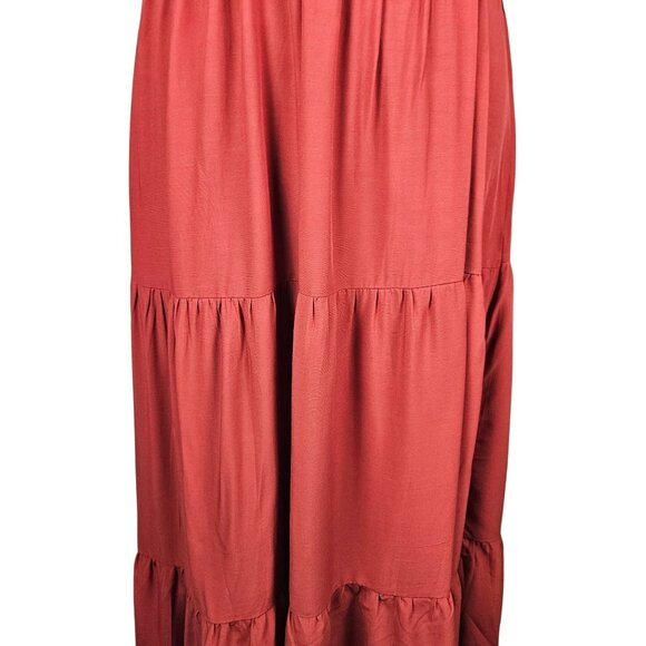 Womens Boho Smocked Sleeveless Tiered Maxi Dress Rust Size S Casual Summer - Picture 6 of 10